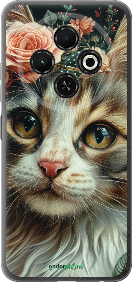 Силиконовый чехол Cats and flowers для Tecno Spark 30C - 6069u-3821 изображение 