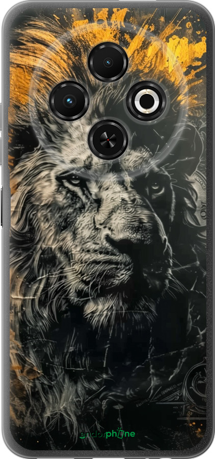 Силиконовый чехол Лев в золотых красках для Tecno Spark 30C - 6155u-3821 изображение 