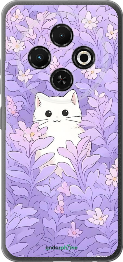 Силіконовий чехол Котик в цветах для Tecno Spark 30C - 6390u-3821 изображение 