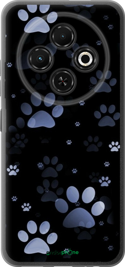 Силиконовый чехол С синими отпечатками лап для Tecno Spark 30C - 6441u-3821 изображение 