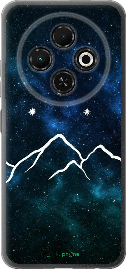 Силиконовый чехол Горы и звезды нарисованы на фоне галактики для Tecno Spark 30C - 6490u-3821 изображение 