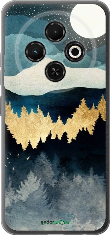 Силиконовый чехол Ночной пейзаж с лесом и горами для Tecno Spark 30C - 6493u-3821 изображение 