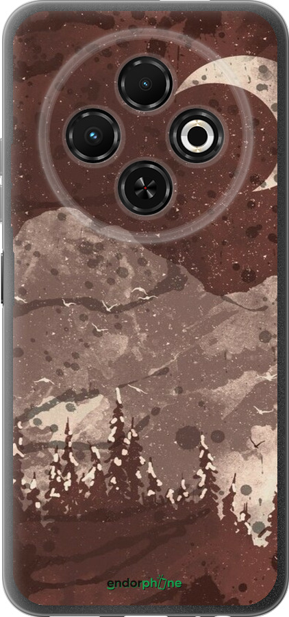 Силиконовый чехол С изображением лунного пейзажа в ночном лесу для Tecno Spark 30C - 6546u-3821 изображение 