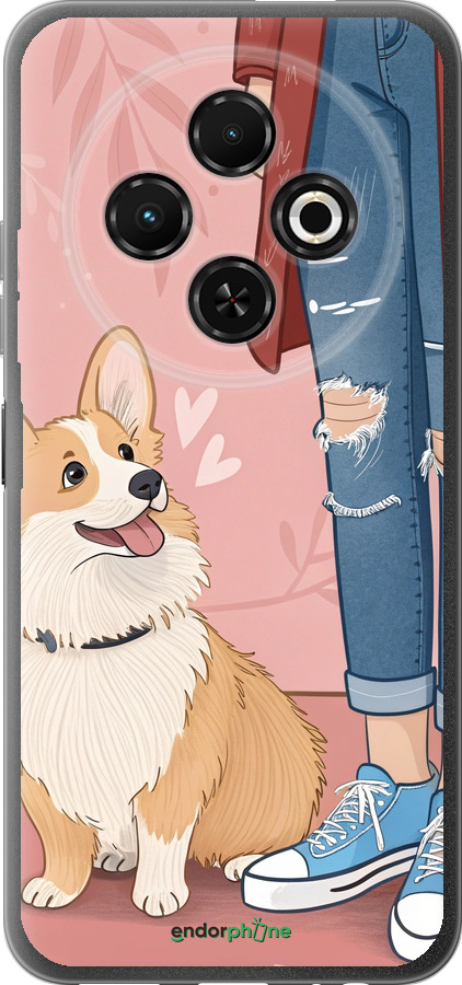Силіконовий чехол Корги 3 для Tecno Spark 30C - 6707u-3821 изображение 