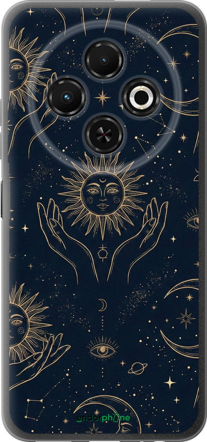 Силиконовый чехол Celestial Harmony: Sun & Moon Gold Mystic Pattern для Tecno Spark 30C - 6778u-3821 изображение 
