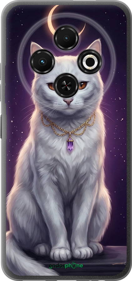 Силиконовый чехол Mystic White Cat Gothic Dark Purple Gold для Tecno Spark 30C - 6805u-3821 изображение 