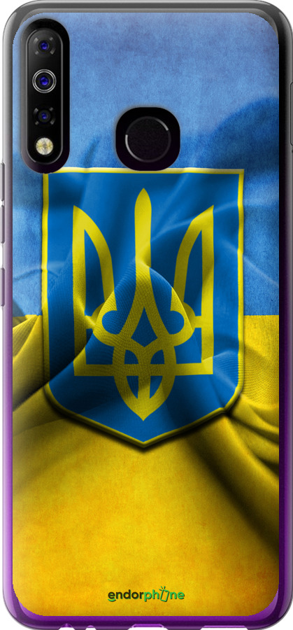 

Силіконовий чохол "Прапор та герб України" для Tecno Spark 4 KC2, Блакитний