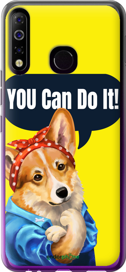 Силиконовый чехол чехол с корги You Can Do It для Tecno Spark 4 KC2 - 6184u-2406 изображение 