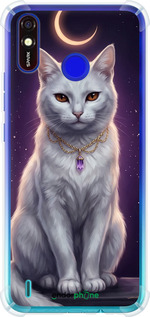 Силикон с усиленными углами чехол Mystic White Cat Gothic Dark Purple Gold для Tecno Spark 4 Lite - 6805sp-2425 изображение 