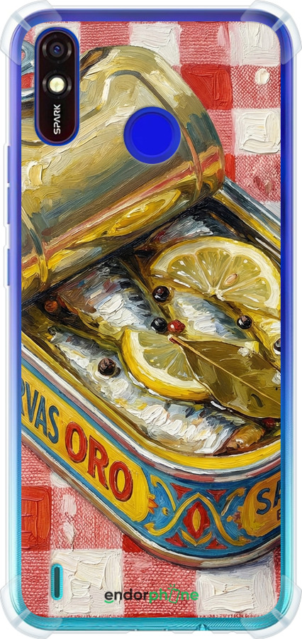 Силіконовий протиударний с посиленими кутами чехол Vintage Sardine Tin Phone для Tecno Spark 4 Lite - 6772sp-2425 изображение 