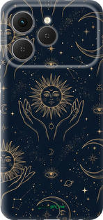 Силиконовый чехол Celestial Harmony: Sun & Moon Gold Mystic Pattern для Tecno Spark 40 4G - 6778u-4116 изображение 