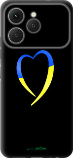Силиконовый чехол Жёлто-голубое сердце для Tecno Spark 40 4G - 885u-4116 изображение 