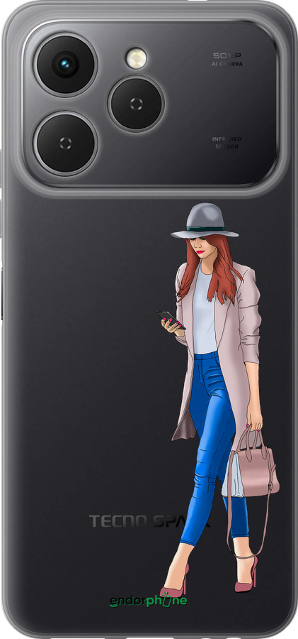 Силиконовый чехол Девушка 1 для Tecno Spark 40 4G - 4751u-4116 изображение 