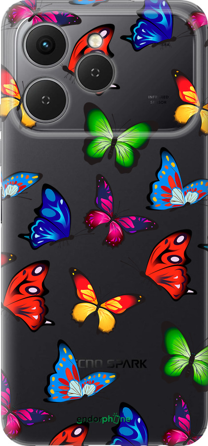 Силиконовый чехол Красочные мотыльки для Tecno Spark 40 4G - 4761u-4116 изображение 