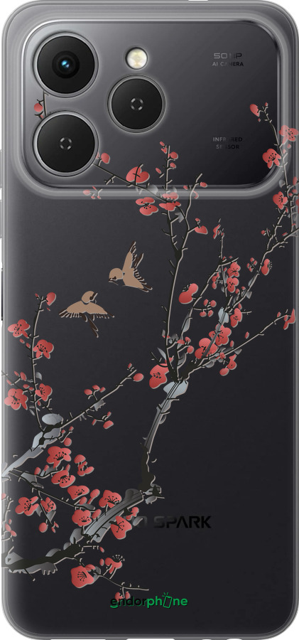Силиконовый чехол Сакура v2 для Tecno Spark 40 4G - 5538u-4116 изображение 