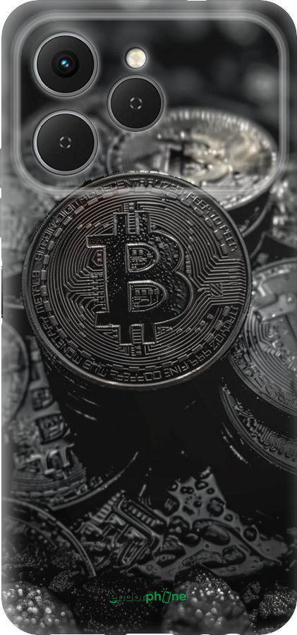 Силиконовый чехол Black Bitcoin для Tecno Spark 40 4G - 6090u-4116 изображение 