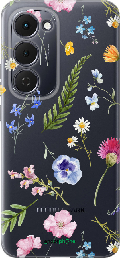 Силиконовый чехол Цветочный фон v2 для Tecno Spark 40 Pro+ 4G - 5472u-4118 изображение 