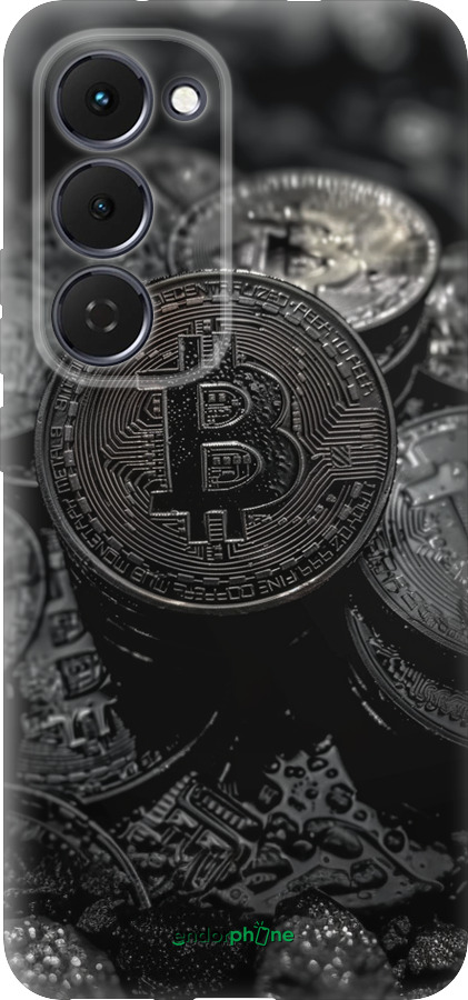 Силиконовый чехол Black Bitcoin для Tecno Spark 40 Pro+ 4G - 6090u-4118 изображение 