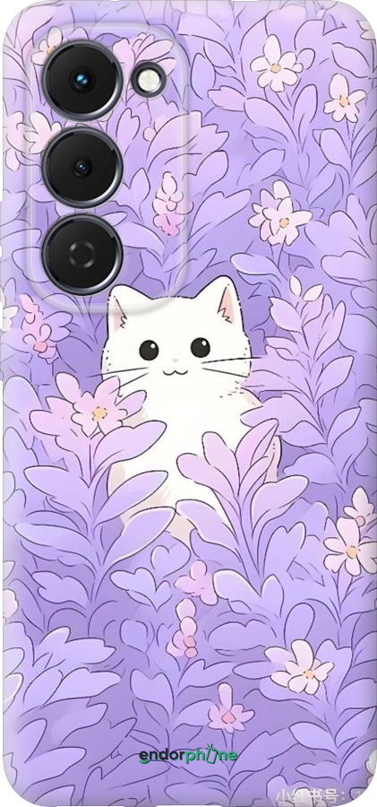 Силиконовый чехол Котик в цветах для Tecno Spark 40 Pro+ 4G - 6390u-4118 изображение 
