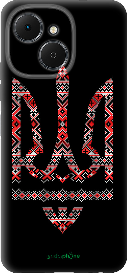 Силиконовый чехол Герб - вышиванка на черном фоне для Tecno Spark 40C - 1196u-4127 изображение 