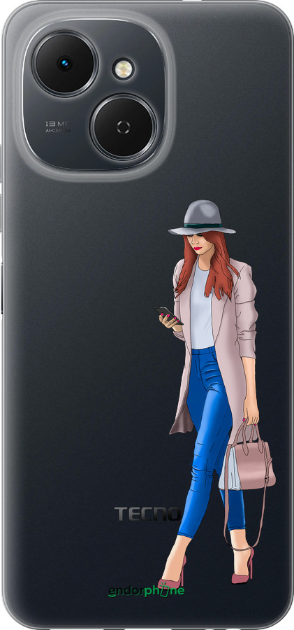 Силиконовый чехол Девушка 1 для Tecno Spark 40C - 4751u-4127 изображение 