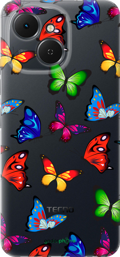 Силиконовый чехол Красочные мотыльки для Tecno Spark 40C - 4761u-4127 изображение 