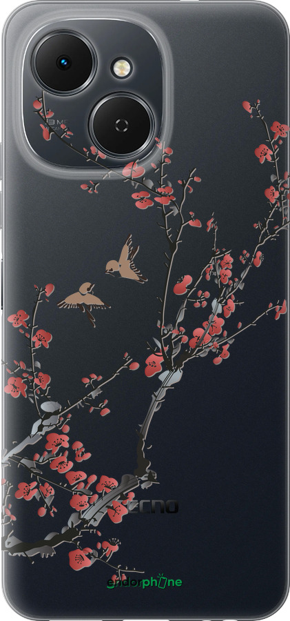 Силиконовый чехол Сакура v2 для Tecno Spark 40C - 5538u-4127 изображение 