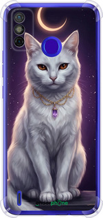 Силикон с усиленными углами чехол Mystic White Cat Gothic Dark Purple Gold для Tecno Spark 6 Go KE5 - 6805sp-2452 изображение 