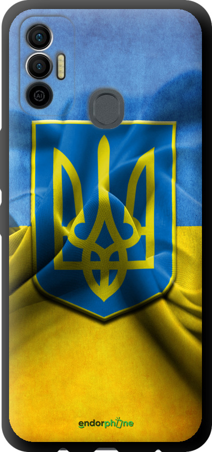 

TPU чорний чохол "Прапор та герб України" для Tecno Spark 7 KF6n, Блакитний
