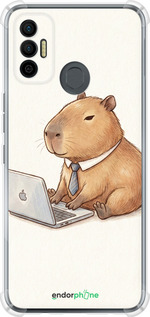 Силикон с усиленными углами чехол 'Funny Capybara CEO Working' для Tecno Spark 7 KF6n изображение 1