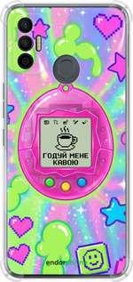 Силикон с усиленными углами чехол 'Y2K Aesthetic Retro Pet: Годуй мене кавою' для Tecno Spark 7 KF6n изображение 3