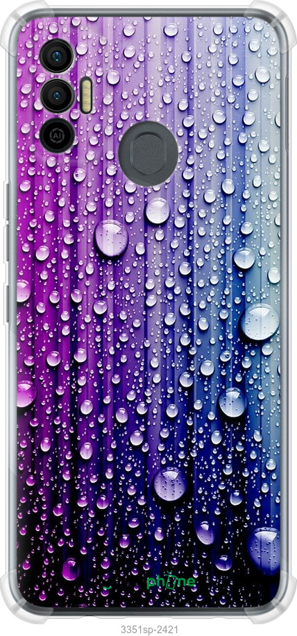 

Силіконовий протиударний с посиленими кутами чохол "Краплини води" для Tecno Spark 7 KF6n, Синій