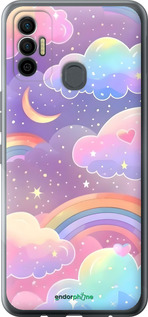 Силиконовый чехол Облака и радуга для Tecno Spark 7 KF6n - 6312u-2421 изображение 