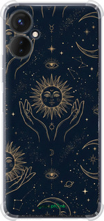 Силикон с усиленными углами чехол Celestial Harmony: Sun & Moon Gold Mystic Pattern для Tecno Spark 9 Pro - 6778sp-2832 изображение 