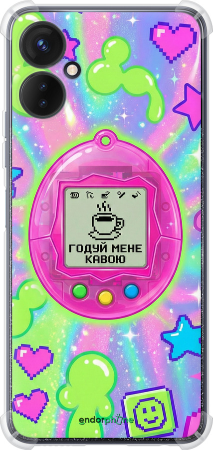 Силикон с усиленными углами чехол Y2K Aesthetic Retro Pet: Годуй мене кавою для Tecno Spark 9 Pro - 6784sp-2832 изображение 