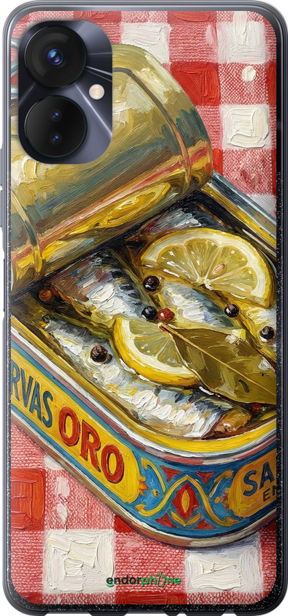 Силиконовый чехол Vintage Sardine Tin Phone для Tecno Spark 9 Pro - 6772u-2832 изображение 