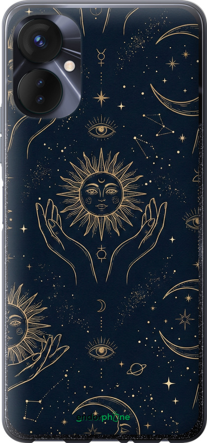 Силиконовый чехол Celestial Harmony: Sun & Moon Gold Mystic Pattern для Tecno Spark 9 Pro - 6778u-2832 изображение 