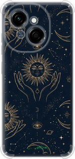Силикон с усиленными углами чехол Celestial Harmony: Sun & Moon Gold Mystic Pattern для Tecno Spark Go 1 / Pop 9 - 6778sp-3869 изображение 