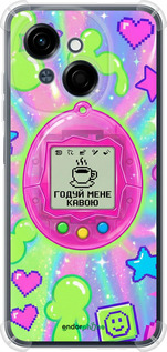Силикон с усиленными углами чехол Y2K Aesthetic Retro Pet: Годуй мене кавою для Tecno Spark Go 1 / Pop 9 - 6784sp-3869 изображение 