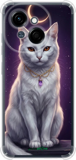Силикон с усиленными углами чехол Mystic White Cat Gothic Dark Purple Gold для Tecno Spark Go 1 / Pop 9 - 6805sp-3869 изображение 