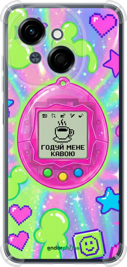 Силикон с усиленными углами чехол Y2K Aesthetic Retro Pet: Годуй мене кавою для Tecno Spark Go 1 / Pop 9 - 6784sp-3869 изображение 