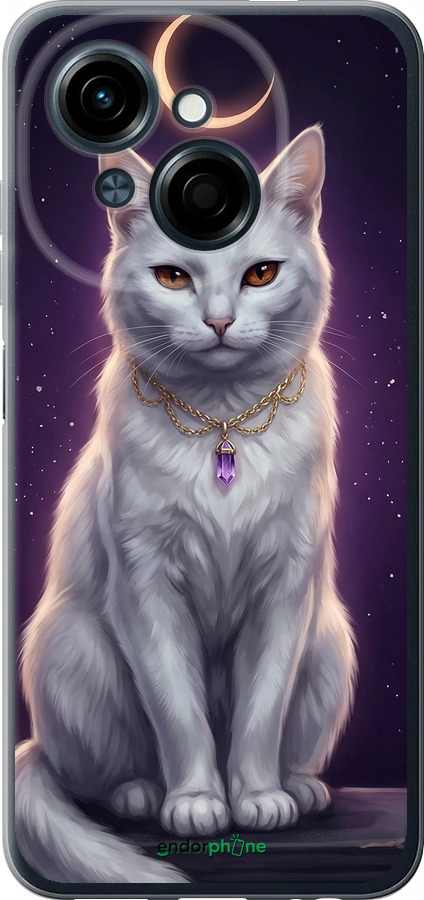 Силиконовый чехол Mystic White Cat Gothic Dark Purple Gold для Tecno Spark Go 1 / Pop 9 - 6805u-3869 изображение 
