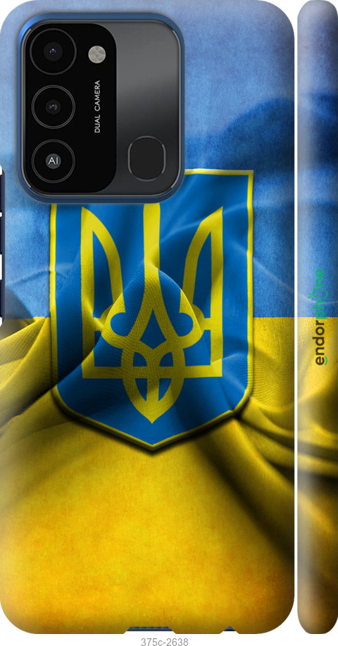 

3D пластиковий матовий чохол "Прапор та герб України" для Tecno Spark Go 2022 KG5m, Блакитний