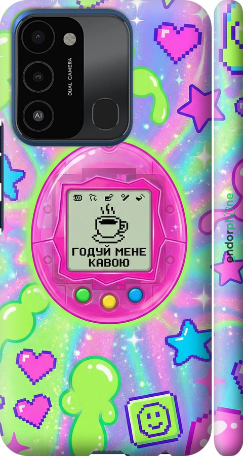 3D пластиковый матовый чехол Y2K Aesthetic Retro Pet: Годуй мене кавою для Tecno Spark 8C KG5k - 6784m-2680 изображение 