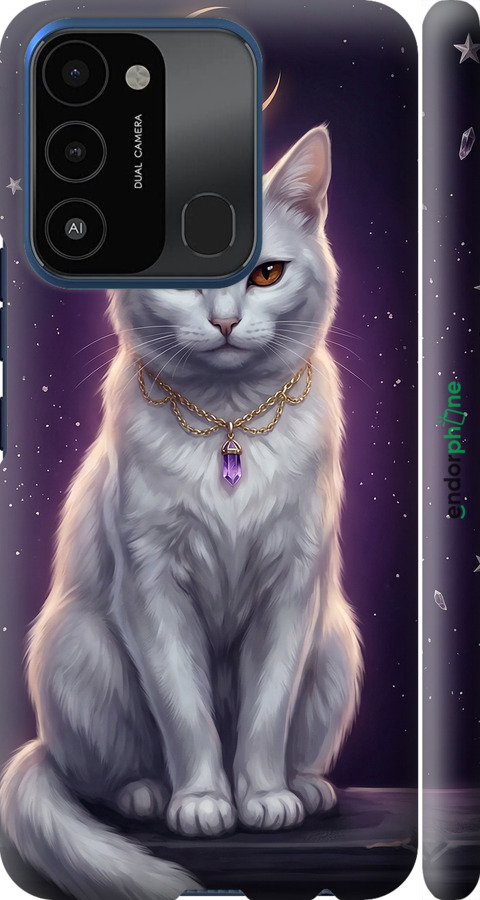 3D пластиковий матовий чехол Mystic White Cat Gothic Dark Purple Gold для Tecno Spark Go 2022 KG5m - 6805m-2638 изображение 