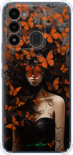 Силикон с усиленными углами чехол Девушка с оранжевыми бабочками для Tecno Spark 8C KG5k - 5941sp-2680 изображение 