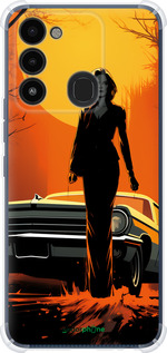 Силикон с усиленными углами чехол Чехол для телефона Девушка возле автомобиля для Tecno Spark 8C KG5k - 5946sp-2680 изображение 