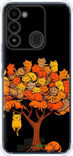 Силикон с усиленными углами чехол Дерево и котики для Tecno Spark 8C KG5k - 6516sp-2680 изображение 