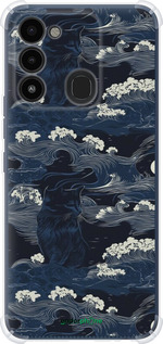 Силикон с усиленными углами чехол Морская тематика в стиле арт-деко для Tecno Spark 8C KG5k - 6520sp-2680 изображение 