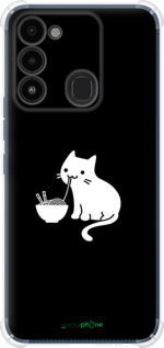 Силикон с усиленными углами чехол С милым котом на черном фоне для Tecno Spark 8C KG5k - 6528sp-2680 изображение 